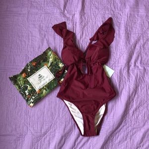 Cupshe Heart Attack Falbala One-Piece Swimsuit